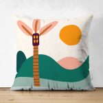 - Suet-K-7483-Gorsel1 - Realhomes Çift Taraflı Renkli Zeminli Palmiye Desenli Dijital Baskılı Modern Süet Yastık Kırlent Kılıfı Realhomes