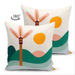 - Suet-K-7483-Gorsel2 - Realhomes  Çift Taraflı Renkli Zeminli Palmiye Desenli Dijital Baskılı Modern Süet Yastık Kırlent Kılıfı Realhomes