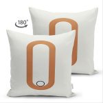 Çift Taraflı Renkli Zeminli Onedraw Çizimli Yalın Oval Obje Modern Süet Yastık Kırlent Kılıfı Realhomes