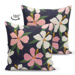 Çift Taraflı Renkli Zeminli Onedraw Çizimli Çiçek Dijital Baskılı Modern Süet Yastık Kırlent Kılıfı Realhomes