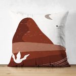 Çift Taraflı Renkli Zeminli Onedraw Çizimli Manzara Temalı Dijital Baskılı Modern Süet Yastık Kılıfı Realhomes