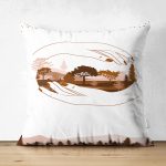 - Suet-K-7506-Gorsel1 - Realhomes Çift Taraflı Beyaz Zeminli Onedraw Çizimli Manzara Temalı Dijital Baskılı Modern Süet Kırlent Kılıfı Realhomes