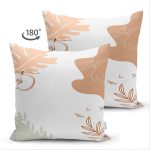 - Suet-K-7509-Gorsel2 - Realhomes Çift Taraflı Beyaz Zeminli Onedraw Çizimli Yaprak Motifli Dijital Baskılı Modern Süet Kırlent Kılıfı Realhomes