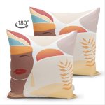 Çift Taraflı Renkli Zeminli Afrika Kadın Temalı Onedraw Çizim Modern Süet Yastık Kırlent Kılıfı Realhomes