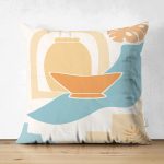 Çift Taraflı Onedraw Çizimli Vazo Desenli Dijital Baskılı Modern Süet Yastık Kırlent Kılıfı Realhomes