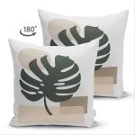 - Suet-K-7515-Gorsel2 - Realhomes Çift Taraflı Renkli Zeminli Onedraw Çizimli Yaprak Desenli Dijital Baskılı Modern Süet Yastık Kılıfı Realhomes