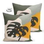 - Suet-K-7518-Gorsel2 - Realhomes  Çift Taraflı Renkli Zeminli Onedraw Çizimli Yaprak Desenli Dijital Baskılı Modern Süet Yastık Kılıfı Realhomes