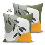 - Suet-K-7521-Gorsel2 - Realhomes Çift Taraflı Renkli Zeminli Onedraw Çizimli Yaprak Desenli Dijital Baskılı Modern Süet Yastık Kılıfı Realhomes