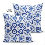 - Suet-K-7529-Gorsel2 - Realhomes Çift Taraflı Beyaz Zeminli Çini Desenli Dijital Baskılı Modern Süet Yastık Kırlent Kılıfı Realhomes