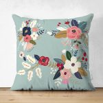 Çift Taraflı Renkli Zeminli Renkli Çiçek Desenli Dijital Baskılı Modern Süet Yastık Kırlent Kılıfı Realhomes