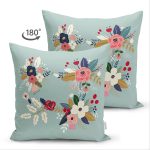 Çift Taraflı Renkli Zeminli Renkli Çiçek Desenli Dijital Baskılı Modern Süet Yastık Kırlent Kılıfı Realhomes