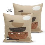 - Suet-K-7543-Gorsel2 - Realhomes Çift Taraflı Renkli Zemin Üzerinde Onedraw Çizimli Obje Desenli Modern Süet Yastık Kırlent Kılıfı Realhomes