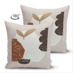 Çift Taraflı Renkli Zemin Üzerinde Onedraw Çizimli Obje Desenli Modern Süet Yastık Kırlent Kılıfı Realhomes