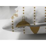 Çift Taraflı Beyaz Zemin Üzerinde Gold Renkli Yılbaşı Temalı Modern Süet Yastık Kırlent Kılıfı Realhomes