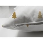 Çift Taraflı Beyaz Zemin Üzerinde Gold Renkli Çam Ağacı Desenli Modern Süet Yastık Kırlent Kılıfı Realhomes