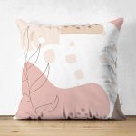 Çift Taraflı Beyaz Zemin Üzerinde Pastel Renkli Yaprak Desenli Modern Süet Yastık Kırlent Kılıfı Realhomes