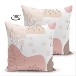 Çift Taraflı Beyaz Zemin Üzerinde Pastel Renkli Yaprak Desenli Modern Süet Yastık Kırlent Kılıfı Realhomes