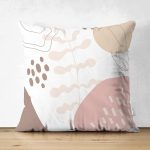 - Suet-K-7562-Gorsel1 - Realhomes Çift Taraflı Beyaz Zemin Üzerinde Pastel Renkli Yaprak Desenli Modern Süet Yastık Kırlent Kılıfı Realhomes