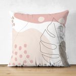 Çift Taraflı Beyaz Zemin Üzerinde Pastel Renkli Yaprak Desenli Modern Süet Yastık Kırlent Kılıfı Realhomes