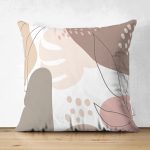 Çift Taraflı Beyaz Zemin Üzerinde Pastel Renkli Yaprak Desenli Modern Süet Yastık Kırlent Kılıfı Realhomes