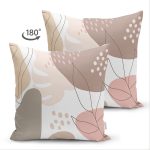 Çift Taraflı Beyaz Zemin Üzerinde Pastel Renkli Yaprak Desenli Modern Süet Yastık Kırlent Kılıfı Realhomes