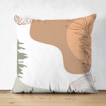 Çift Taraflı Beyaz Zemin Üzerinde Pastel Renkli Yaprak Desenli Modern Süet Yastık Kırlent Kılıfı Realhomes