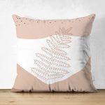 Çift Taraflı Pastel Zeminli Onedraw Çizimli Yaprak Desenli Dijital Baskılı Modern Süet Yastık Kılıfı Realhomes