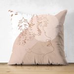 - Suet-K-7573-Gorsel1 - Realhomes Çift Taraflı Pastel Zeminli Onedraw Çizimli Bayan Silüeti Dijital Baskılı Modern Süet Kırlent Kılıfı Realhomes