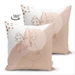 - Suet-K-7573-Gorsel2 - Realhomes Çift Taraflı Pastel Zeminli Onedraw Çizimli Bayan Silüeti Dijital Baskılı Modern Süet Kırlent Kılıfı Realhomes