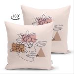 Çift Taraflı Pastel Zeminli Onedraw Çizimli Bayan Silüeti Dijital Baskılı Modern Süet Kırlent Kılıfı Realhomes