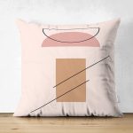 Çift Taraflı Pastel Renkli Onedraw Çizimli Geometrik Desenli Modern Süet Yastık Kırlent Kılıfı Realhomes
