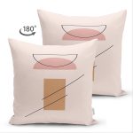 Çift Taraflı Pastel Renkli Onedraw Çizimli Geometrik Desenli Modern Süet Yastık Kırlent Kılıfı Realhomes