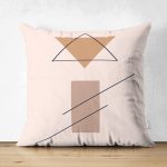 Çift Taraflı Pastel Renkli Onedraw Çizimli Geometrik Desenli Modern Süet Yastık Kırlent Kılıfı Realhomes