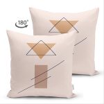 Çift Taraflı Pastel Renkli Onedraw Çizimli Geometrik Desenli Modern Süet Yastık Kırlent Kılıfı Realhomes
