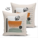 Çift Taraflı Pastel Renkli Onedraw Çizimli Geometrik Desenli Modern Süet Yastık Kırlent Kılıfı Realhomes