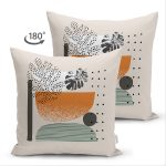 Çift Taraflı Pastel Renkli Onedraw Çizimli Geometrik Desenli Modern Süet Yastık Kırlent Kılıfı Realhomes