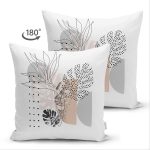 Çift Taraflı Pastel Renkli Onedraw Çizimli Geometrik Desenli Modern Süet Yastık Kırlent Kılıfı Realhomes