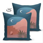 Çift Taraflı Renkli Zemin Üzerinde Pastel Renkli Yaprak Desenli Modern Süet Yastık Kırlent Kılıfı Realhomes