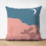 - Suet-K-7595-Gorsel1 - Realhomes Çift Taraflı Pastel Zemin Üzerinde Ay Çizimli Dijital Baskılı Modern Süet Yastık Kırlent Kılıfı Realhomes