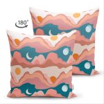- Suet-K-7596-Gorsel2 - Realhomes Çift Taraflı Renkli Zemin Üzerinde Ay Güneş Temalı Dijital Baskılı Modern Süet Yastık Kırlent Kılıfı Realhomes