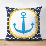 - Suet-K-7598-Gorsel1 - Realhomes Çift Taraflı Lacivert Zemin Üzerinde Çapa Çizimli Dijital Baskılı Modern Süet Yastık Kırlent Kılıfı Realhomes