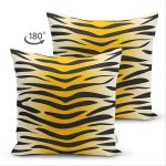 Çift Taraflı Renkli Zemin Üzerinde Gold Detaylı Geometrik Çizimli Süet Yastık Kırlent Kılıfı Realhomes