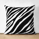 - Suet-K-7607-Gorsel1 - Realhomes  Çift Taraflı Beyaz Zemin Üzerinde Zebra Desenli Dijital Baskılı Modern Süet Yastık Kırlent Kılıfı Realhomes