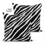 - Suet-K-7607-Gorsel2 - Realhomes  Çift Taraflı Beyaz Zemin Üzerinde Zebra Desenli Dijital Baskılı Modern Süet Yastık Kırlent Kılıfı Realhomes