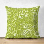 Çift Taraflı Rengarenk Zemin Üzerinde Onedraw Çizimli Çiçek Desenli Süet Yastık Kırlent Kılıfı Realhomes