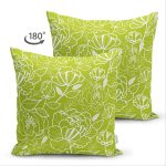 Çift Taraflı Rengarenk Zemin Üzerinde Onedraw Çizimli Çiçek Desenli Süet Yastık Kırlent Kılıfı Realhomes