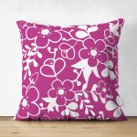 - Suet-K-7616-Gorsel1 - Realhomes Çift Taraflı Rengarenk Zemin Üzerinde Çiçek Desenli Dijital Baskılı Modern Süet Yastık Kırlent Kılıfı Realhomes