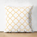 Çift Taraflı Beyaz Zeminli Gold Detaylı Ogea Dijital Baskılı Modern Süet Yastık Kırlent Kılıfı Realhomes