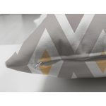 Çift Taraflı Beyaz Zemin Üzerinde Turuncu Gri Renklı Geometrik Desen Süet Yastık Kırlent Kılıfı Realhomes