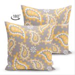 Çift Taraflı Gri Zeminli Renkli Geometrik Desenli Dijital Baskılı Modern Süet Yastık Kırlent Kılıfı Realhomes